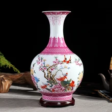 Цзиндэчжэнь керамическая ваза имитирующая розовый цветной Ретро композиции большие вазы новые китайские украшения для дома гостиной
