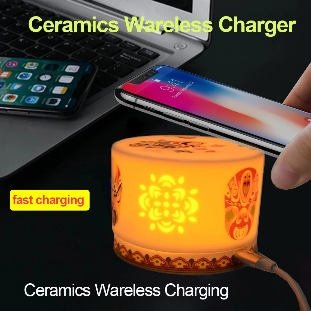 

Ceramic wireless charging For iPhone XS X 8 7 7.5W Automatic Fast Wireless Charging Charger high quality