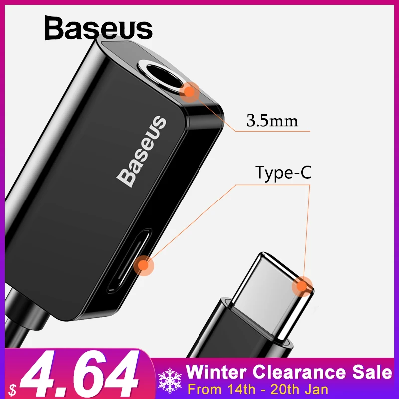 

Baseus Type C Audio Cable USB C to 3.5mm Jack Headphone Audio Splitter For Samsung S9 Plus Xiaomi Charging and Earphone Adapter