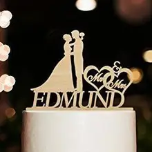 Пользовательские деревянные Свадебные топперы для торта пара Mr& Mrs персонализировать Невеста и жених силуэт фамилия вечерние украшения