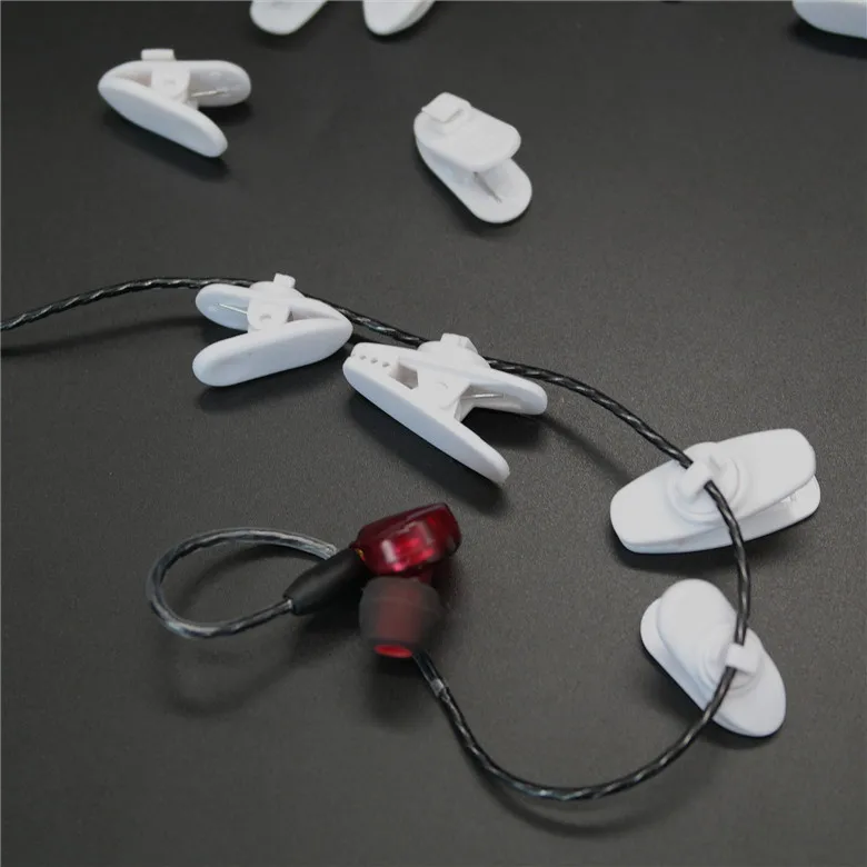 100pcs/lot White Clamps for headphones headset clamp Collar Clip for headphone cable clips for