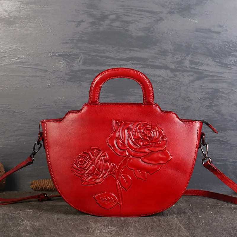 

Genuine Leather Women Handbags Tote Bolsa Feminina Fashion Desginer Flowers Cowhide Shoulder Crossbody Bag Messenger Bag