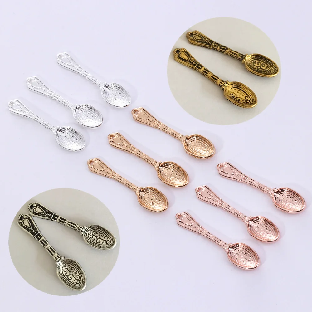 

20pcs/lot 42MM antique silver or gold alloy metal clock soup spoon charms pendant for DIY jewelry making