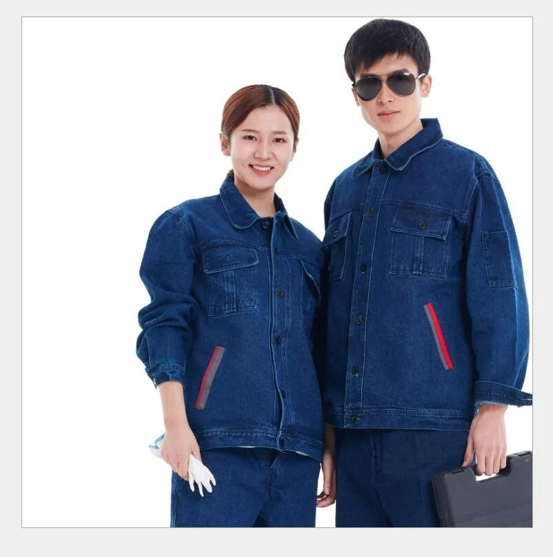 Work Clothing All Cotton Jeans Electric Welding Auto Repair Painting Machine Dustproof Labor Protective Overalls