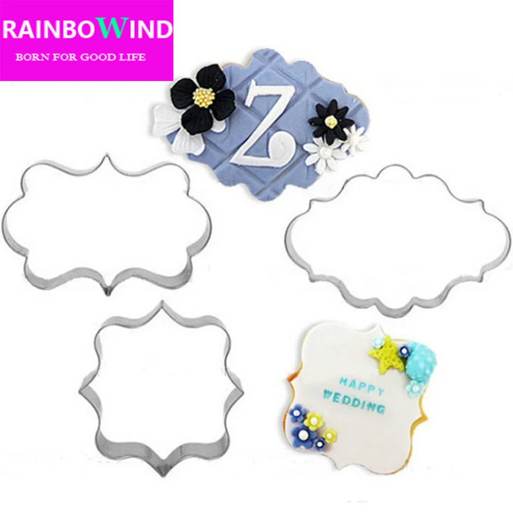 

OnnPnnQ 1 Set (3pcs) Cookies Pastry Fondant Cake Sugarcraft Decorating Mold Frame Cutter Tool