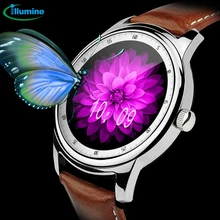 DUAL-CORE-CHIP-DM365 Smartwatch handy Runden bildschirm metall Echtem Leder Armband IOS Android Bluetooth pedometer schlafüberwachung