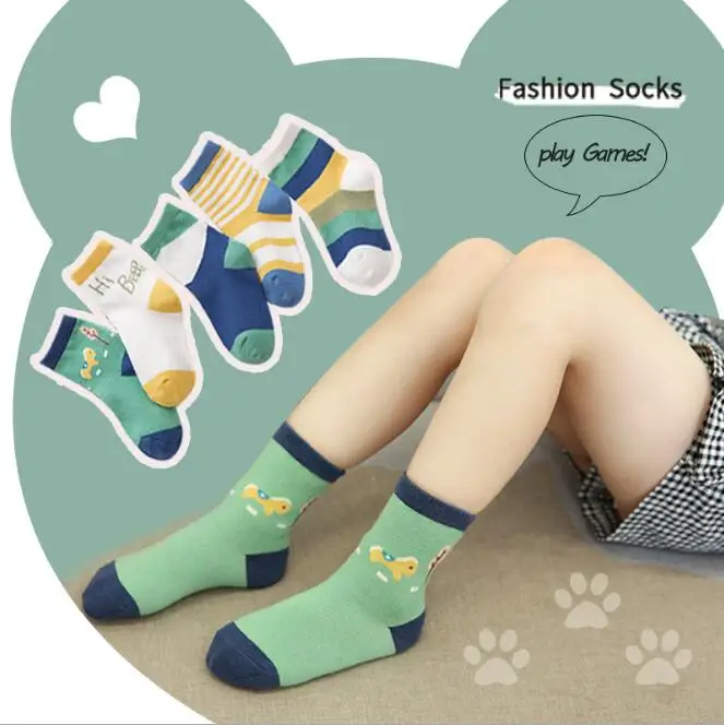 Tukla Babe/Детские носки Новые осенне-зимние хлопковые носки с рисунком для мальчиков и девочек возрастом от 1 года до 15 лет 5 пар в упаковке, детская одежда