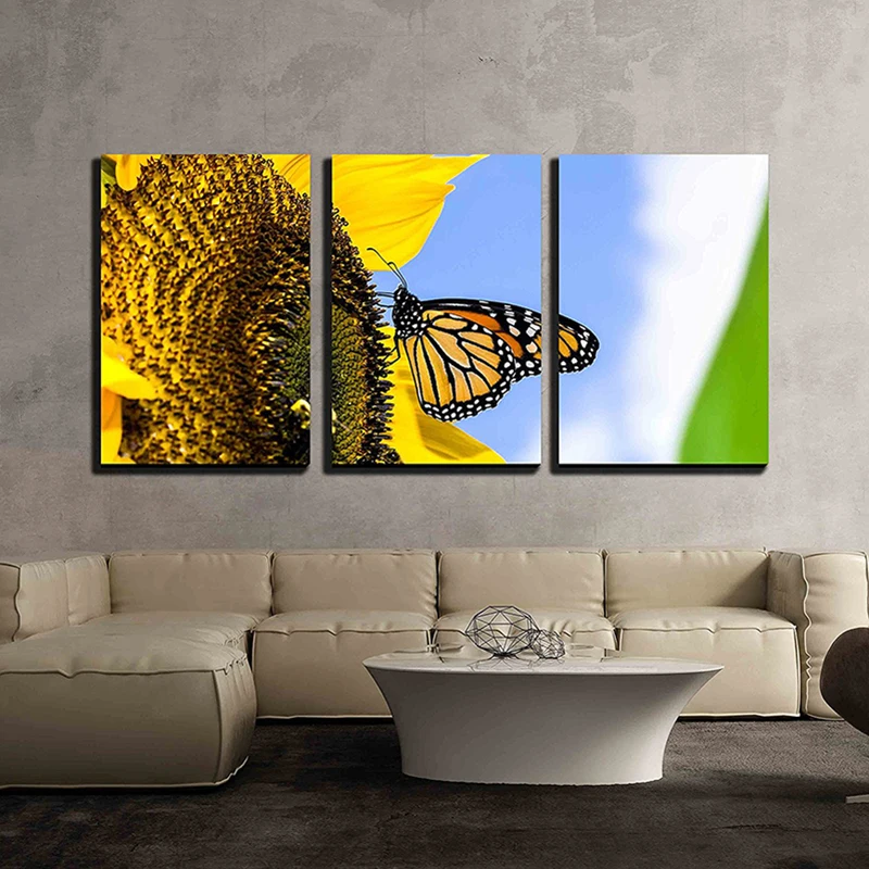 

5D DIY 3pcs Butterfly On Sunflower Diamond Painting Full Round Diamond Embroidery Cross Stitch Needlework Handmade Wall Decor
