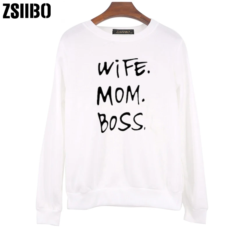 

ZSIIBO 2019 Autumn Winter Coat Womens Tracksuit Wife MOM BOSS Letter Print Clothes Hooded Harajuku Sweatshirts Hoodies Top