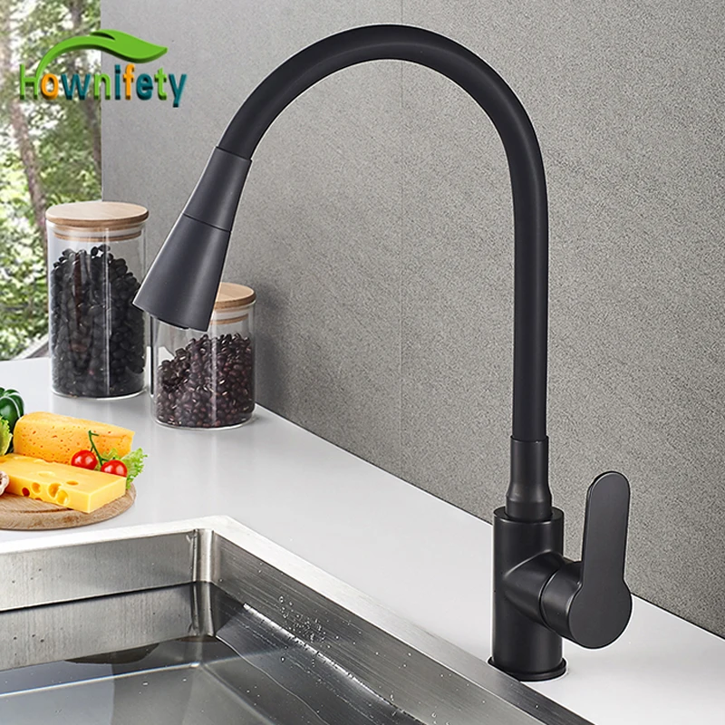 

Blacked Kitchen Faucet hot & Cold Mixer Tap Deck Mount Rotatable Two Function Modes with Pause Button 360 Degree Rotation