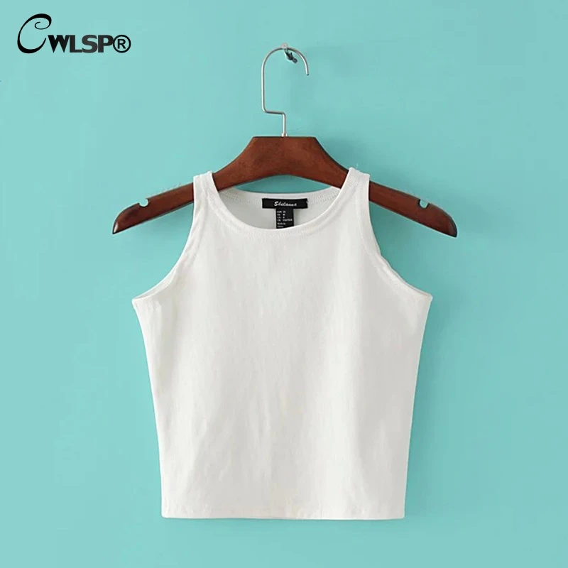 

CWLSP 2018 Summer Solid Crop Top For Women Sheath O-neck Tanks Short Top Sexy Confortable Female Vest QZ2665