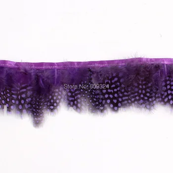 

Guineafowl feather fringe guineafowl feather trim Puprle color 10 yards trim for Crafts dress design