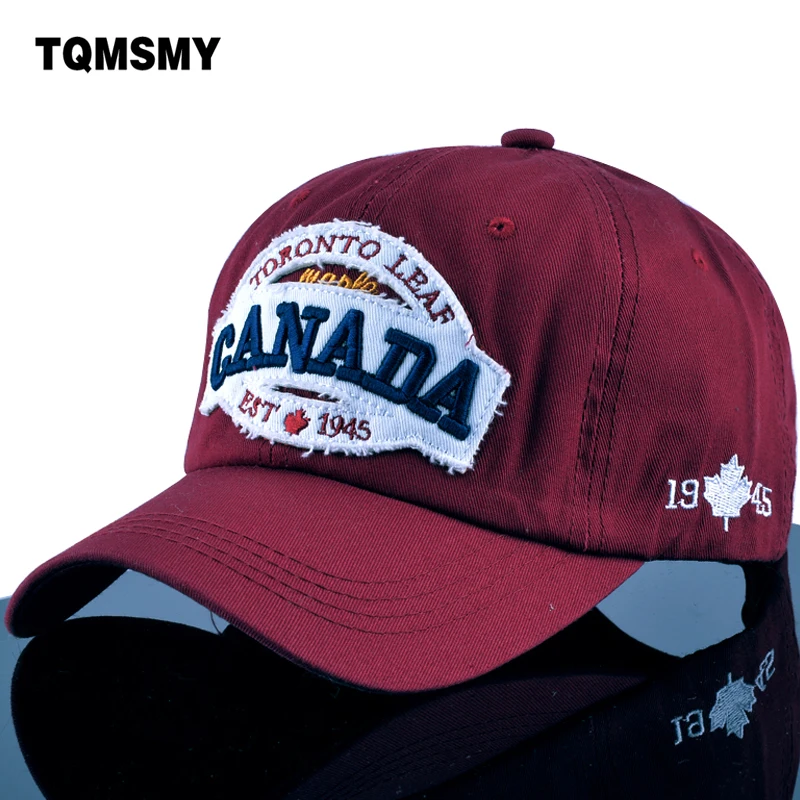 

TQMSMY High Quality letter CANADA 1945 maple embroidery Men's Baseball Cap Police Cap Unisex Hat Adults Snapback Hats TMBS05