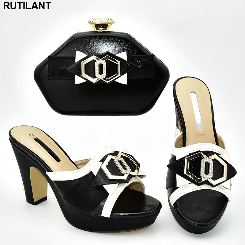 

Italian Shoes with Matching Bags for Women Nigerian Women Party Pumps with Purse Ladies Sandals with Heels Plus Sise Shoes