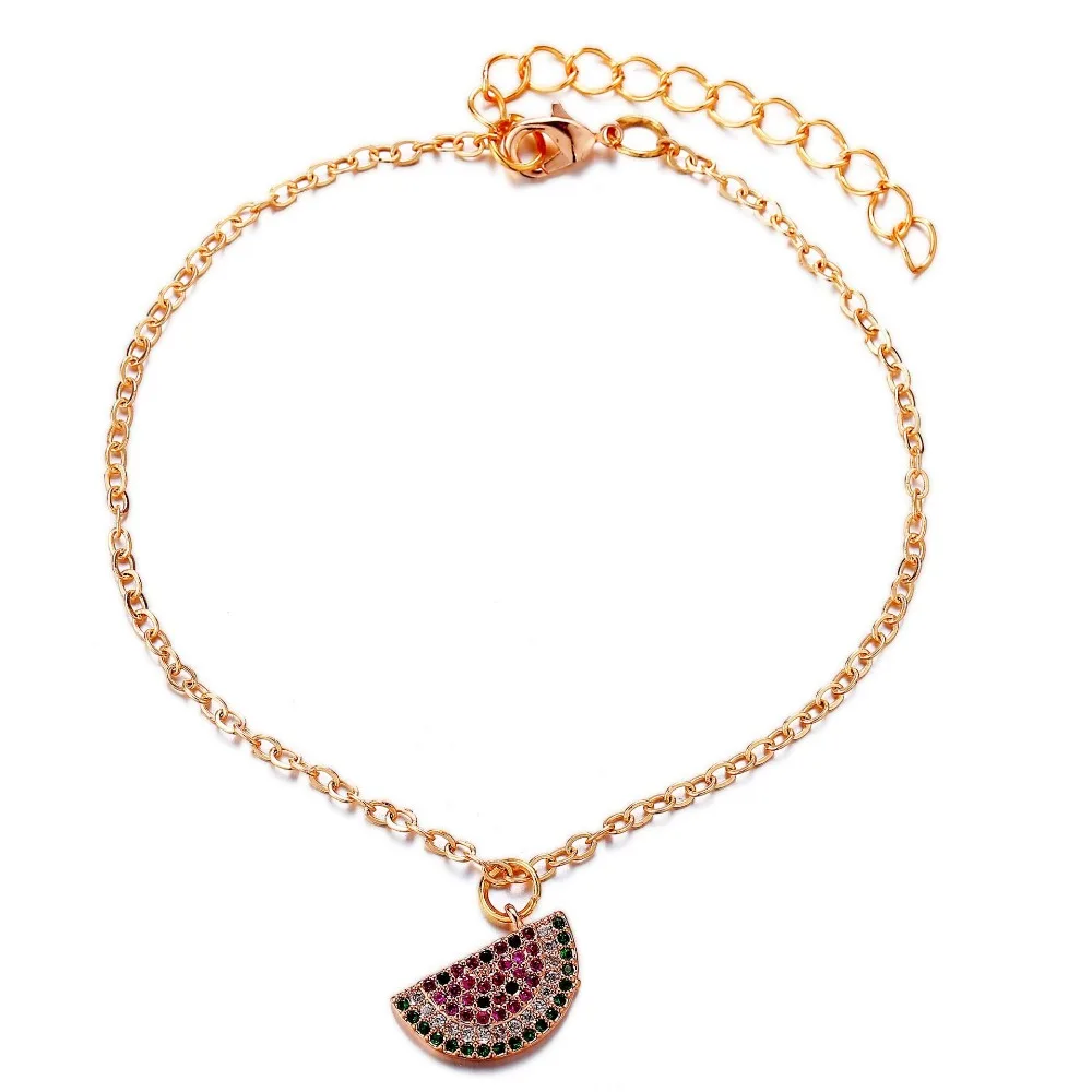 

Boho Style Watermelon Anklet Fashion Foot Gold Color Link Chain 2019 New Ankle Bracelet For Women Beach Accessories Gift