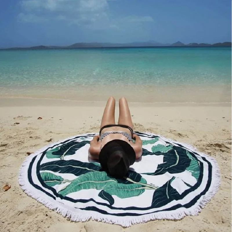 

New European Rayon Printing Circular Thin Yoga Blankets Beach Mat Yoga Mat Sand Cloth Shawl Towel Bikini Summer Dress