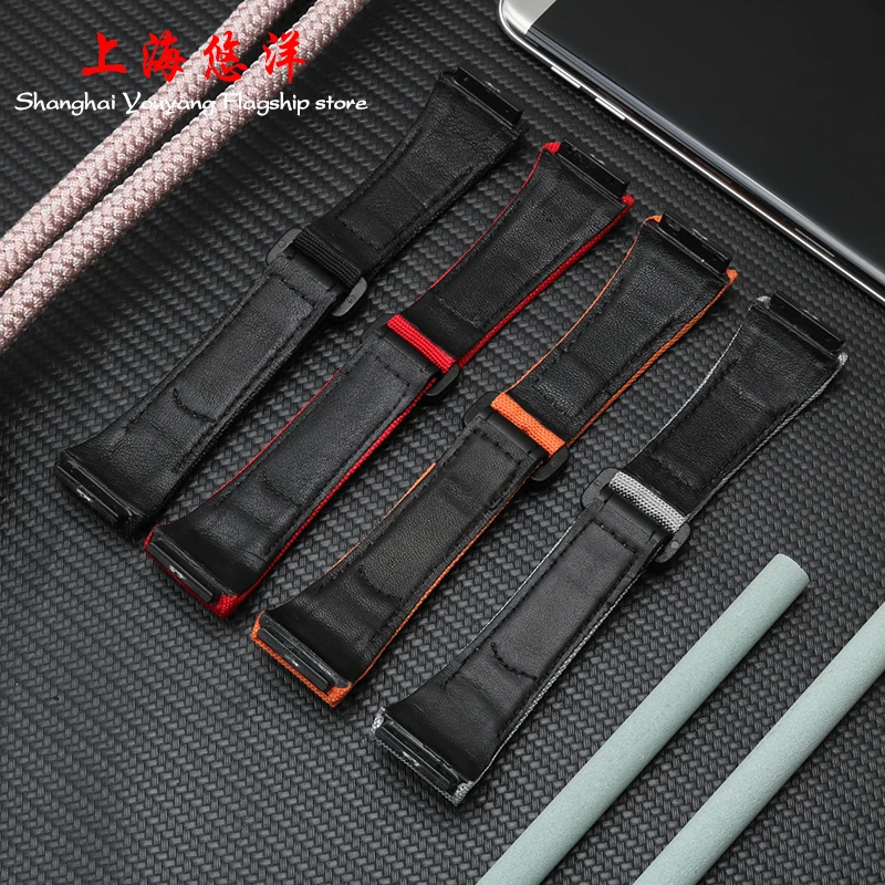 Beste 27MM Nylon Canvas Stiksels Lederen Horlogeband Voor RICHARD 7750 Accessoire Man MILLE Horloge Armband Pols Sport