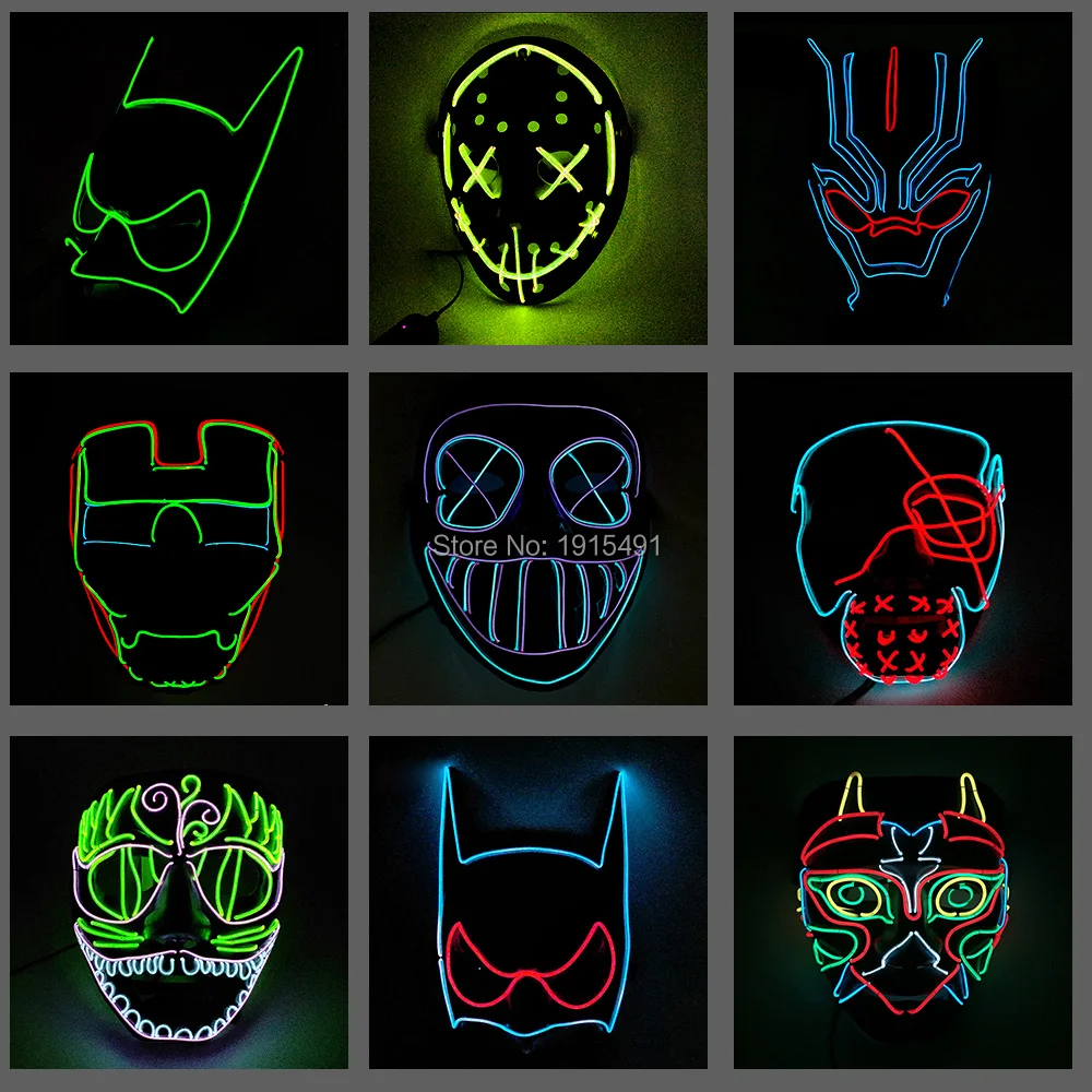 

Novelty Luminous Light Up Mask Full Face Scary EL Mask Led Illuminated Party Mask For Haunted House Halloween Easter Decor