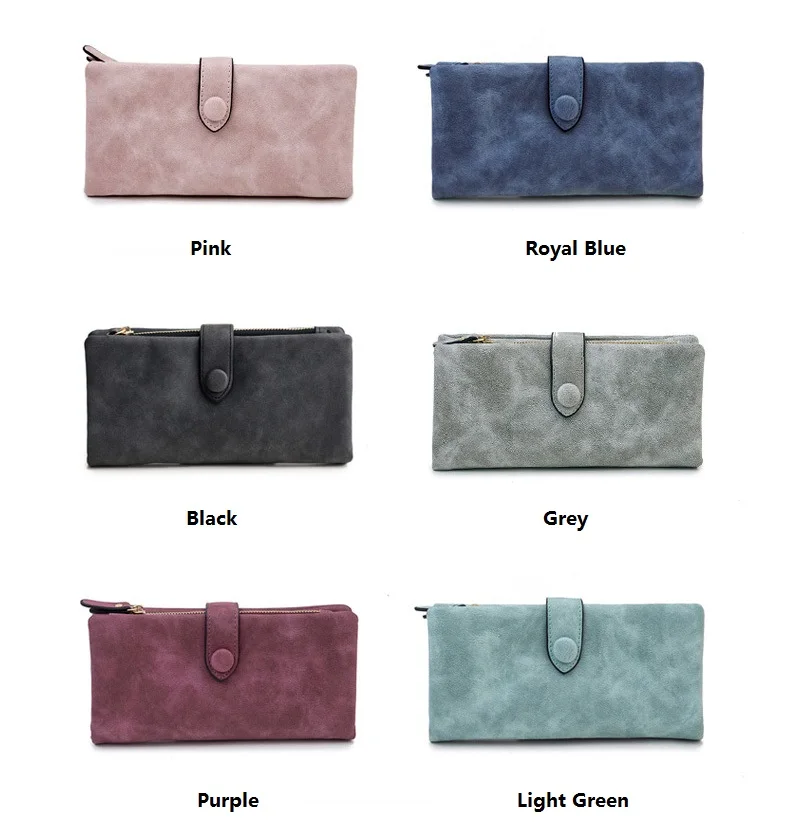 MJ Women Leather Wallets Matte PU Leather Long Wallet Lady's Brand Design Bi-Fold Clutch Purse Coin Pocket Multiple Card Holder (7)
