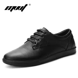 Новинка 2017 года стиль Большие размеры черная кожа обувь мужские туфли на плоской подошве из натуральной кожи мужская повседневная обувь