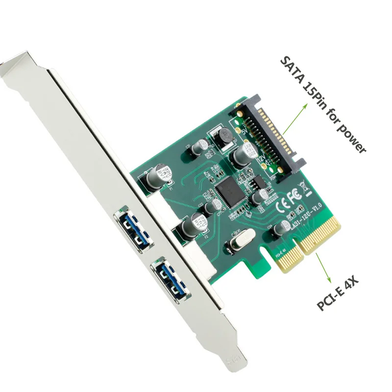 ULT-Best 2 puertos USB 3,0 a PCI Express controlador tarjeta soporte pci-e 4x a USB3.0 añadir en tarjetas adaptador