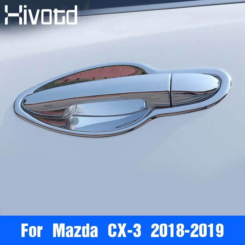 

Hivotd for Mazda CX-3 CX3 2018 2019 car side door handle door Bowl Cover Frame trim sticker Chrome Styling exterior Accessories