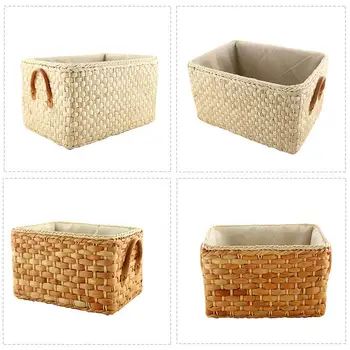 

Japanese Garden Desktop Storage Basket Home Sundries Boxes Storage Boxes Corn Husk Woven Basket