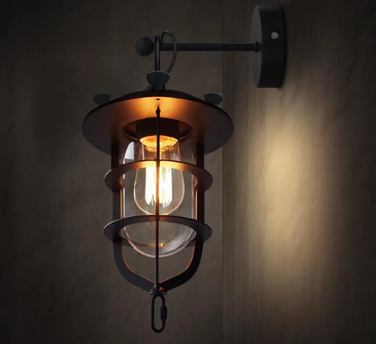 

Nordic Creative Dock Wall Lamp American Industrial RH LOFT Retro Sconce Balcony Stairs Porch Light E27 Edison Bulb110-240V