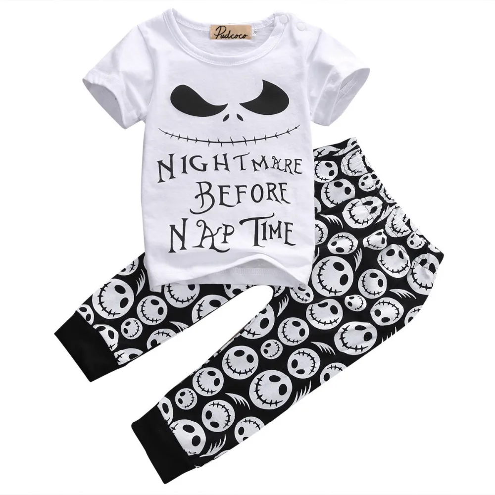 Boys T-shirt Tops Pants 2pcs Clothing 2PCS Set Newborn Infant Toddler Kids Baby Boy Clothes Set Skull Outfits Clothing Cotton newborn toddler christmas clothing set infant kid baby boy clothes t shirt top pants outfits set 0 18m