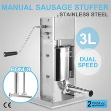 3L Электрический Вертикальный коммерческий колбаса писака две скорости нержавеющая сталь мясо пресс 4 сменные заполнения воронки