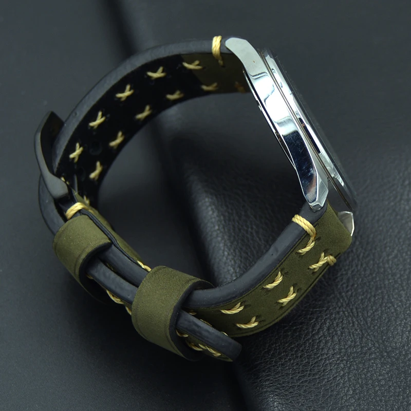 Натуральная кожа мужские часы ремешок 20 мм 22 мм 24 мм 26 мм коричневый браслет ремешок высокого класса зеленый для Panerai ремешок для часов Быстрая