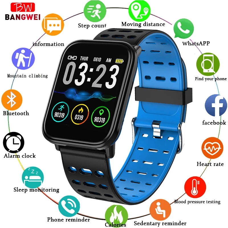 

BANGWEI Smart Watch Full Screen Touch Smart Watch Blood Pressure Measurement Activity Tracker For Women Men Fitness Smart Watch