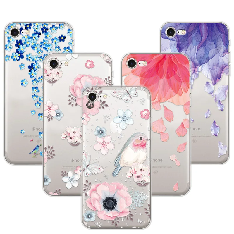 

Soft TPU Case Coque For iPhone 7 4.7 inch 3D Relief Flower Art Print Phone Cases Cover For Apple iPhone 7 Lace For iPhone7 Funda