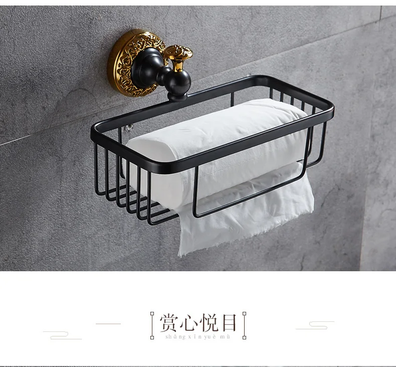 All copper black gold bath towel rack furniture rack european-style black copper wire drawing bathroom hardware hook suit