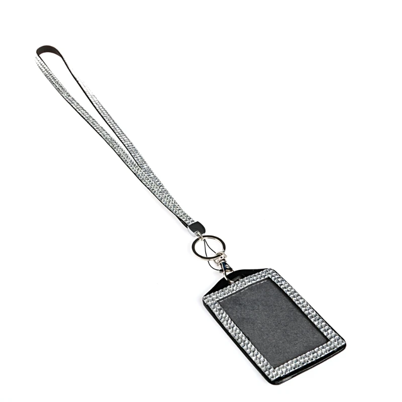 Rhinestone Retractable Business ID Badge Lanyard Name Tag Key Photo Card Holder Belt Clip Necklace New Resin Crytal Bling