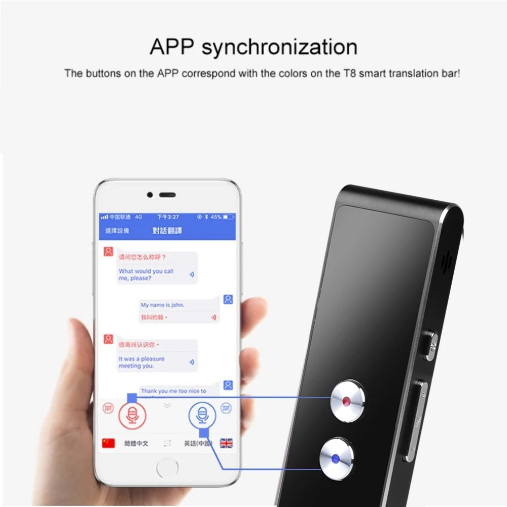 Портативный Умный голосовой переводчик в режиме реального времени многоязычный речевой интерактивный переводчик 3 в 1 голосовой текст Bluetooth переводчик
