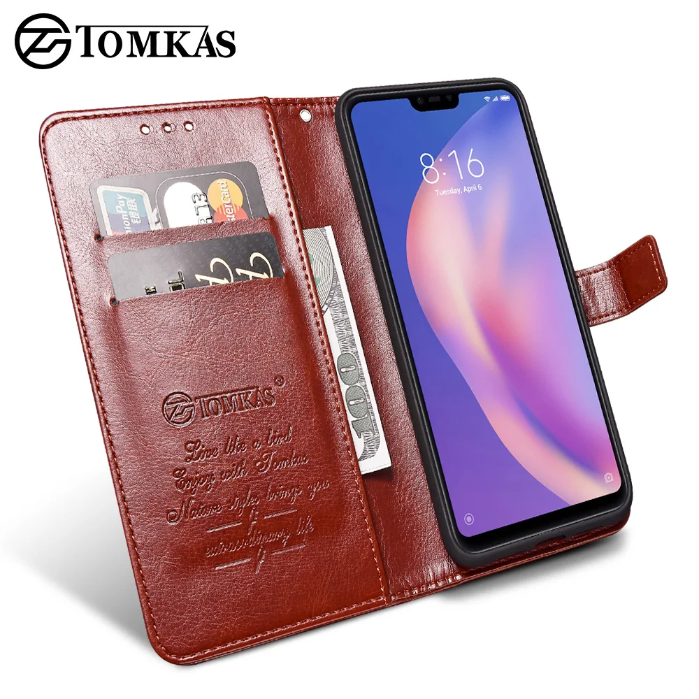 Чехол-книжка TOMKAS с кошельком для Xiaomi mi 8 Lite роскошный винтажный кожаный