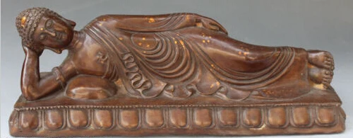 

RHS0184 13" Tibetan Buddhism Bronze Gilt Sleep Rest Shakyamuni Sakyamuni Buddha Statue