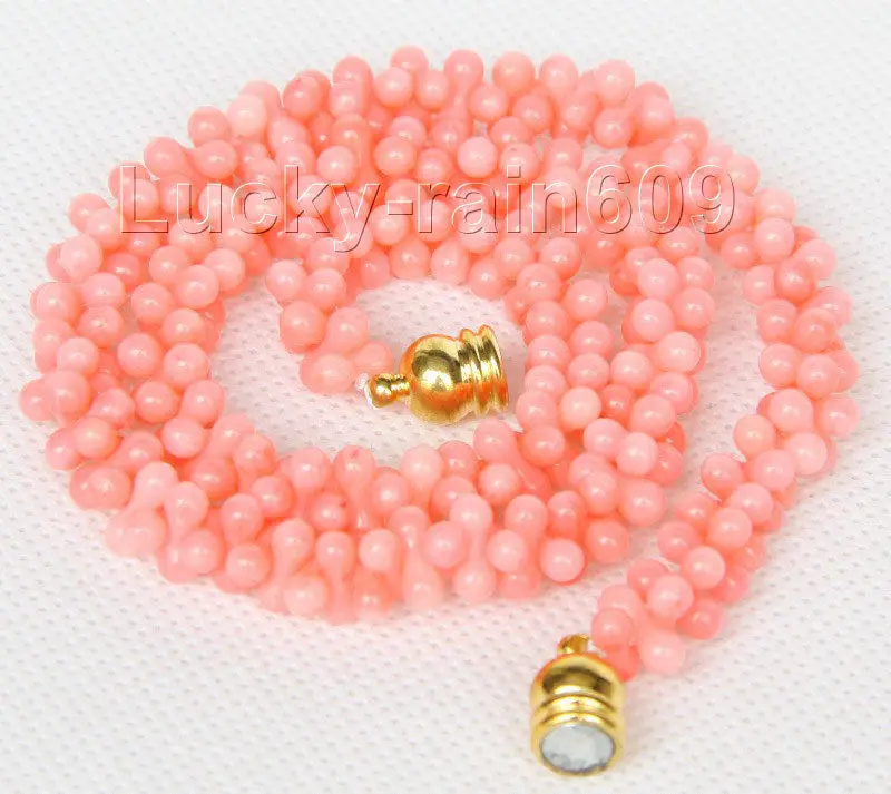

>>>>Genuine Choker 16" 9mm bone shape pink coral necklace E2503