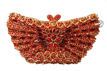 Stilvolle Gold Abendtasche Luxus Kristall Frauen Handtasche Schmetterling Strass Kristall Abendtasche Stilvolle Herz muster 88362