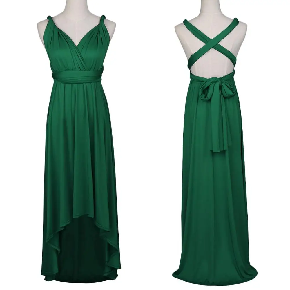 Многоканальное платье с высокой талией, женское платье-трансформер, свадебное платье для вечеринки, плиссированное Бандажное платье с высокой талией, сексуальное вечернее платье - Цвет: Deep Green
