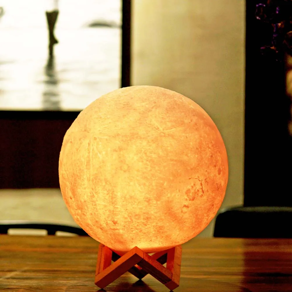 

3D moon night light desk table lamp Color change flash RC Control Warn white baby sleep lamp Kid Halloween Christmas gift Decor