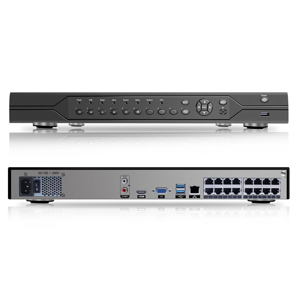 

BESDER H.265 16CH 4MP PoE NVR ONVIF P2P XMEye Security Network Video Recorder POE H.265 16CH PoE Ports Two SATA Port 4K Output