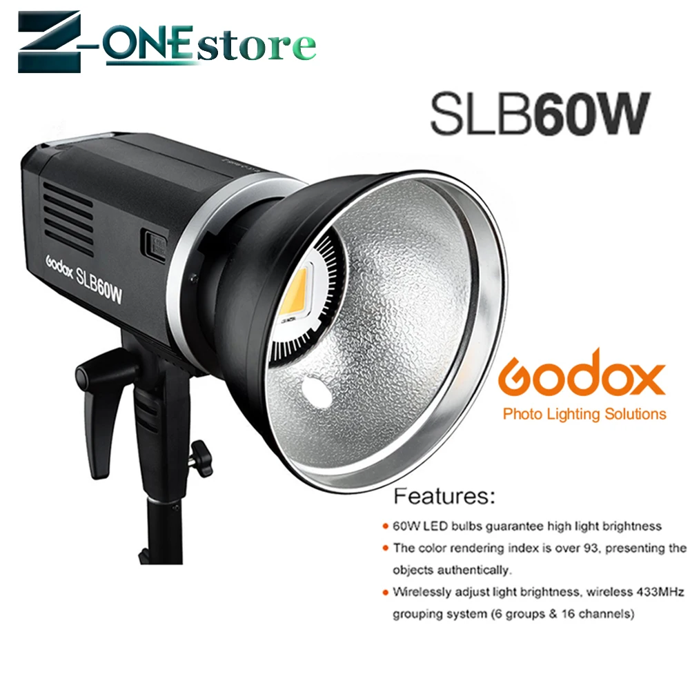 Ручной светодиодный фонарик Godox SLB60W 60 Вт 5600 к с литиевым аккумулятором|Аксессуары