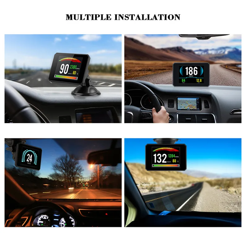 GEYIREN P16 дисплей hud obd2 температура автомобиля км/ч MPH Turbo Boost давление скорость проектор на лобовое стекло для автомобиля HUD