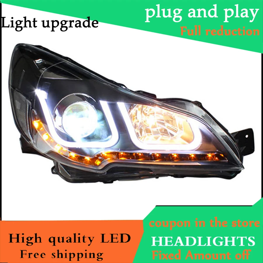 Discount Car styling case for Subaru Outback 2010-2014 Headlights LED Headlight DRL LED lens headlamps HID Xenon turnlight running light 4