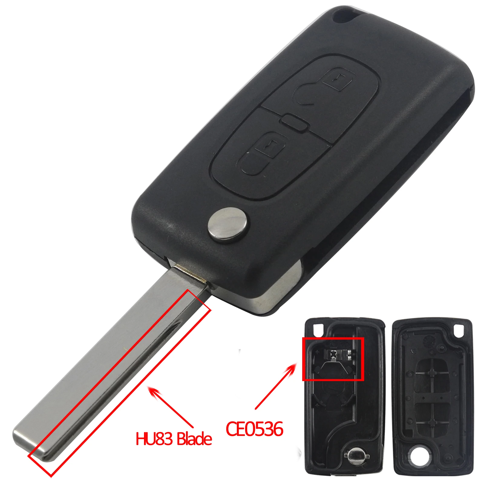 2B HU83 2/3 BTN флип чехол для дистанционного ключа от машины оболочки CE0536 для peugeot партнер 306 307 407 607 Citroen C3 C4 C5 C6 C8 Berlingo багажник/современный потолочный светильник - Цвет: 2B HU83