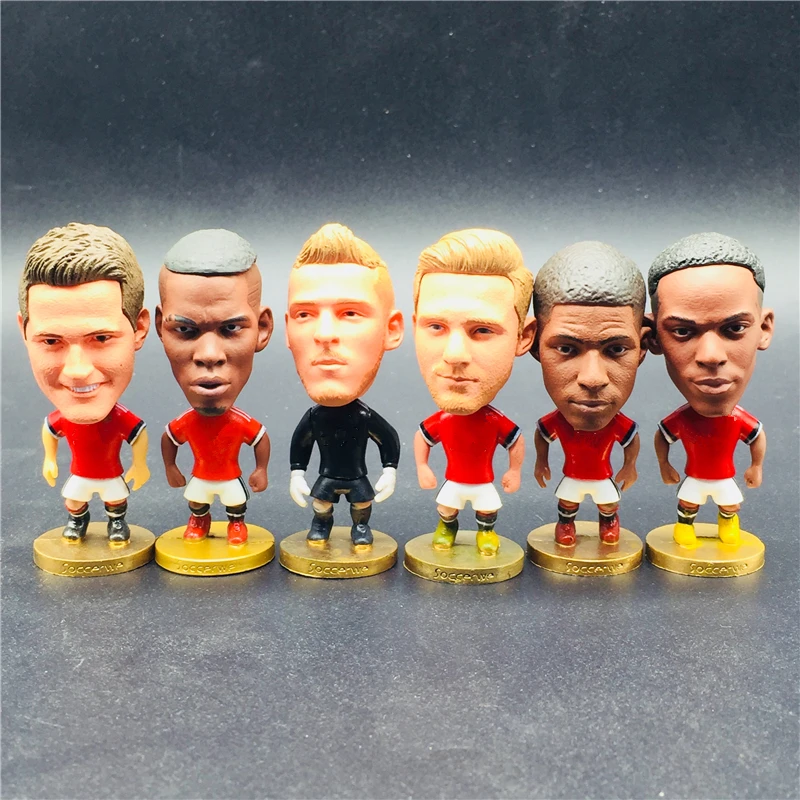 

6 pcs Soccerwe Football Star Doll 2018 Season United# Herrera Martial Pogba Rashford Figures Red Kit Wholesales