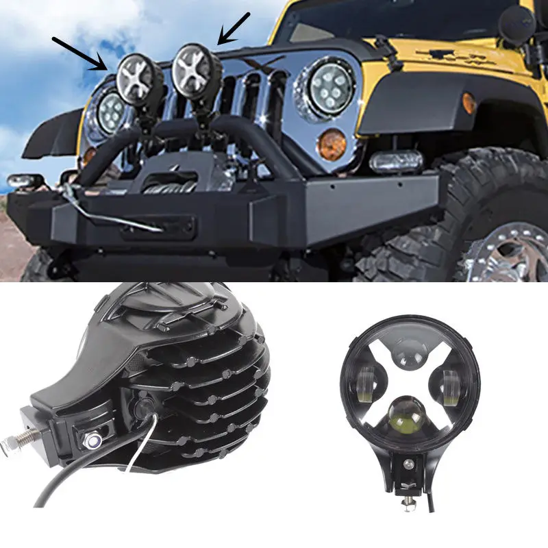 

Fit For Jeep Wrangler 1997-2016 2pcs LED White Headlight Low/Hight beam 6''