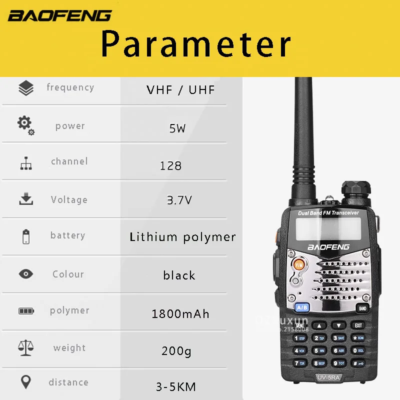 1 шт.) Baofeng UV5RA Ham двухстороннее радио двухдиапазонный 136-174/400-520 МГц BaoFeng UV-5RA рация радиоприемник черный